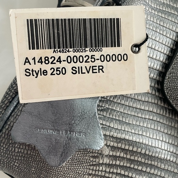 Charlie Lapson Silver Reptile Print Shoulder Bag Purse NWT - Picture 9 of 9